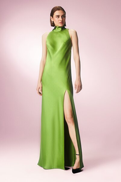 Urban Muse Halter Yaka Yırtmaçlı Maxi Elbise