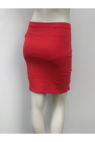 Hepsibitarz Kadın Kırmızı Triko Penye Etek