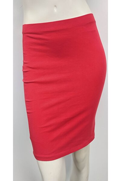 Hepsibitarz Kadın Kırmızı Triko Penye Etek