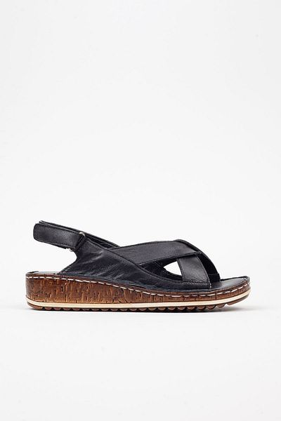 Adım Adım Women's Genuine Leather Orthopedic Black Sandals