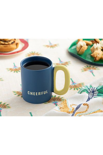 English Home Cheerful New Bone China Mug 350 Ml Yellow-dark blue