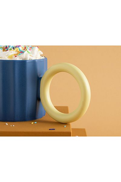 English Home Angled New Bone China Mug 260 Ml Yellow-dark blue