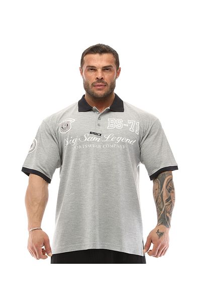 Big Sam Men's Gray Melange Polo Collar Large Size T-Shirt 2833