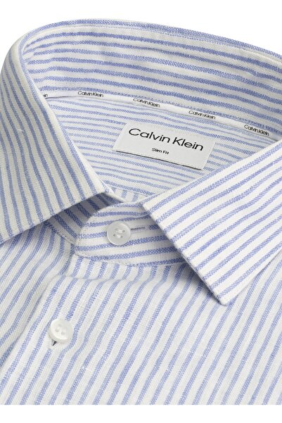 Calvin Klein Slim Fit Buttoned Collar Blue Men's Shirt K10K 1093320 G0