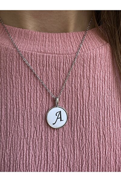 Everglow Jewelry Elevator Mother of Pearl Letter A Silver Necklace