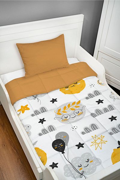 Tuğba Kuğu Montessori Quilt Set (95X195 CM) - Iconic Series - Happy Cloud And Planets