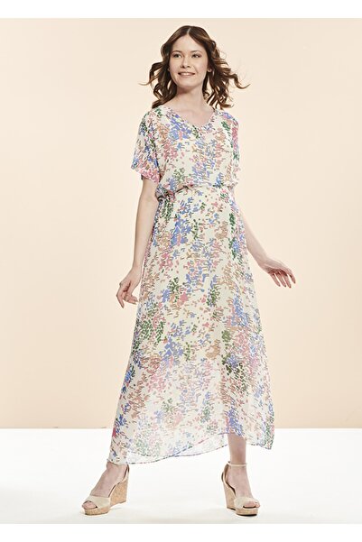 Genel Markalar Desenli Şifon Uzun Hamile Elbise