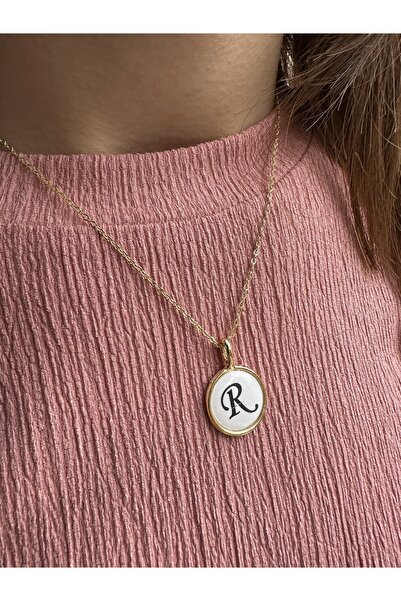 Everglow Jewelry Elevator Mother of Pearl Letter R Gold Necklace