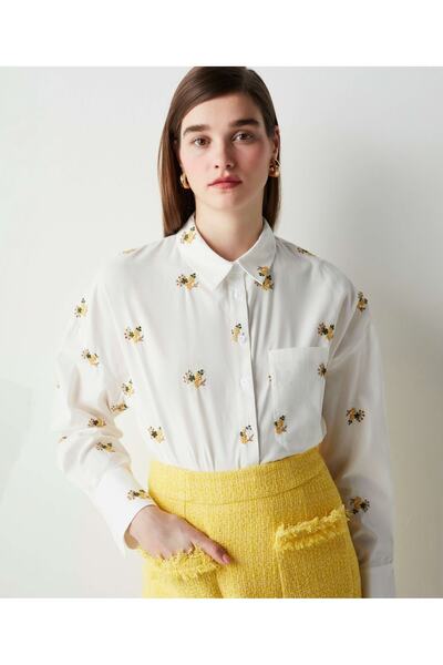 İpekyol Çiçek Nakışlı Gömlek