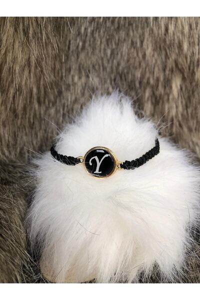 Everglow Jewelry Letter Y Black Gold Adjustable Bracelet