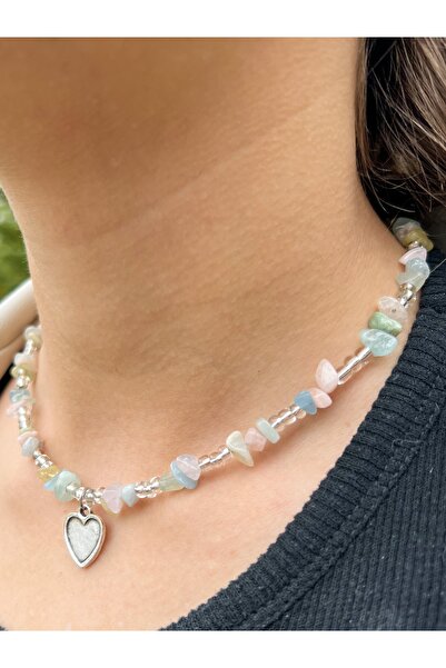 Mosby قلادة من حجر المورغانيت الطبيعي