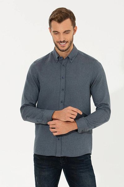 Pierre Cardin Πουκάμισο Navy Blue Slim Fit