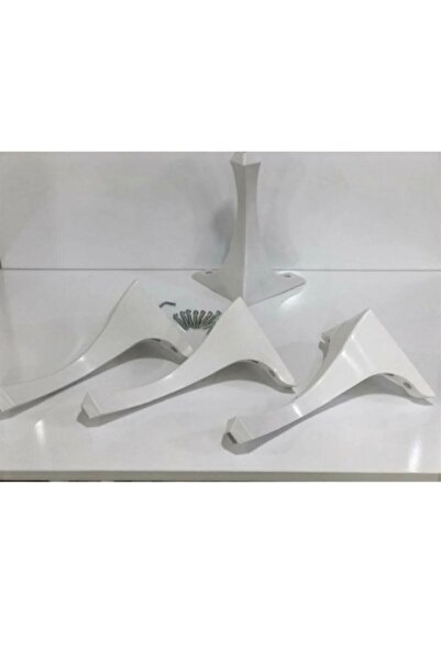 Genel Markalar 4 Adet 28 Cm Beyaz Orta Sehpa Ve Puf Ayağı - Masa Ayakları - T...