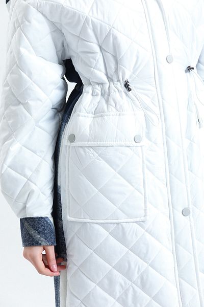 kabancım Women's Quilted Hooded Plaid Detailed Coat