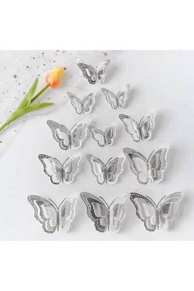 LOTUS PARTY 6 Year Old Silver Butterfly Themed Party Balloon Set Silver Butterfly - Lilac White Balloon Happy Text Number Balloon