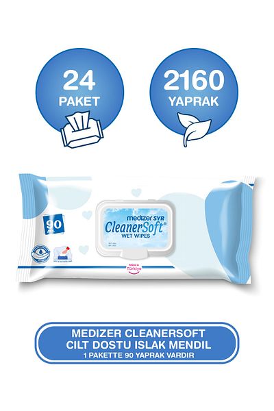 Medizer Cleanersoft Wet Wipes 24 Packs of 90 2160 Sheets Wet Towels Suitable for Babies