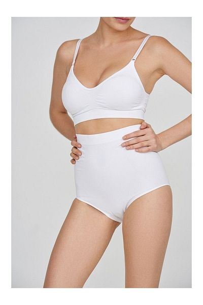 MİSTİRİK Biloba Model High Waist Slip Corset Seamless Pattern Anti-Sagging Slip Corset White Color