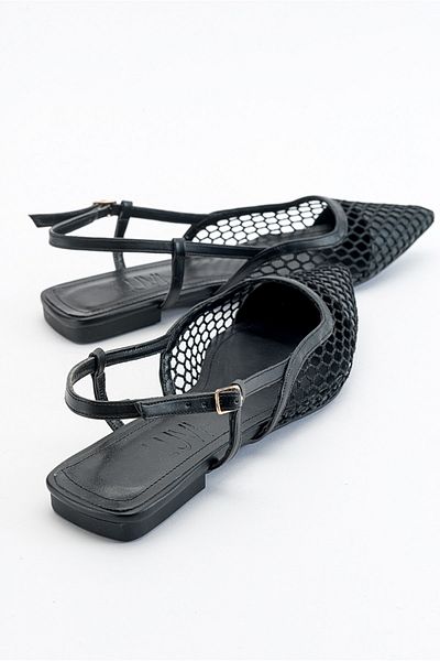 LuviShoes Brace Black Skin Damensandalen