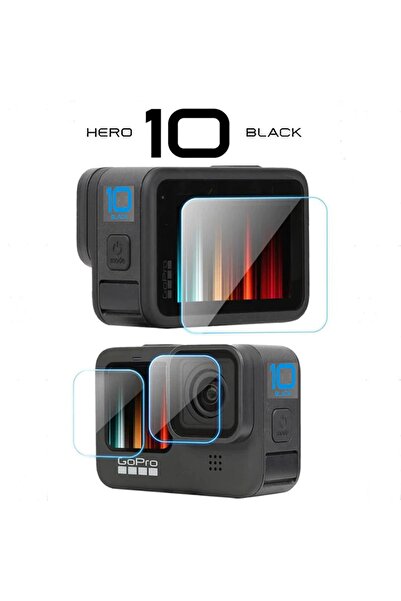 aksiyonbutik Gopro Hero 9 / 10 / 11 Uyumlu Temperli 3 Parça Kırılmaz Ekran Ko...