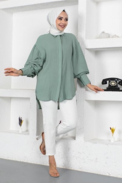 benguen 61446 Ежедневна риза с балонен ръкав Cagla