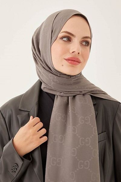 FRESCO SCARFS Γυναικείο Hijab Μεταξένιο Βαμβακερό Ζακάρ G Σάλι*καπνιστό