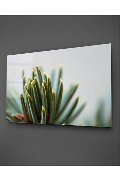 TAULART Tablou orizontal din sticlă cu frunze verzi și galbene