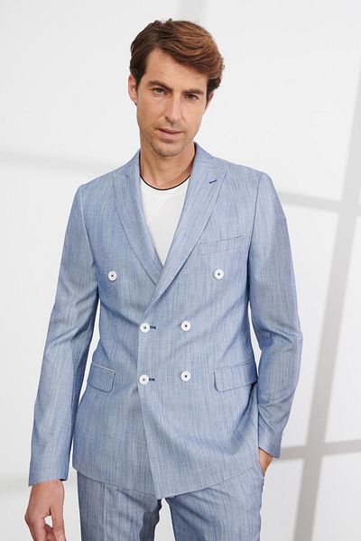 ALTINYILDIZ CLASSICS Costum pentru bărbați, albastru, slim fit, slim fit, cu model, cu guler de rândunică