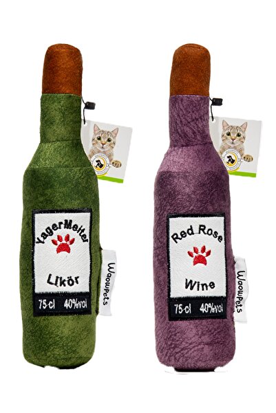 Bottle Toy, Köpek Oyuncağı, Kedi Oyuncağı, Peluş Oyuncak, 2'li Set (Yeşil ve Lila)