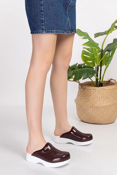 Nur Ortopedi Women's Burgundy Color Classic Perforated Orthopedic Sabo 101 Cook Kitchen Doctor Nurse Hospital Slippers
