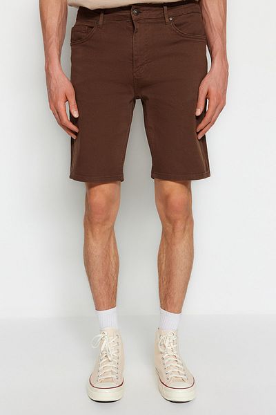 Trendyol Collection Braune Jeans-Shorts aus Stretch-Denim - Regular Fit TMNSS23SR00067