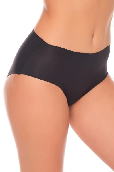 Missvera Kadın Siyah Yüksek Bel Silikonlu Lazer Kesim Külot 201