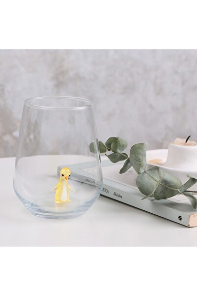 ADAMODART Yellow Penguin Figured Murano Glass Design Handmade Single Water Cup