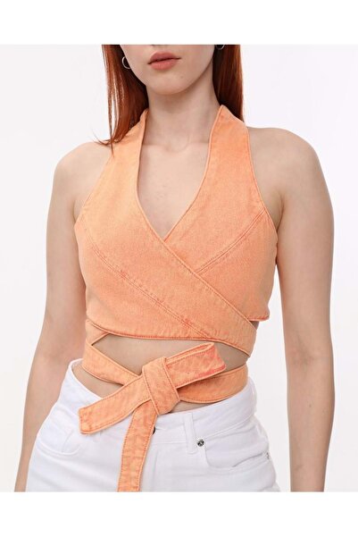 Kadın Turuncu Jean Büstiyer %100 Cotton
