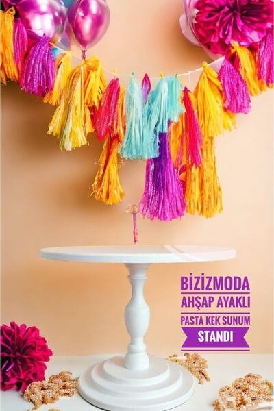 bizizmoda Ahşap Katlı Ayaklı Doğum Günü Sunum Servis Pasta Kek Standı Lüks Sunum Standı