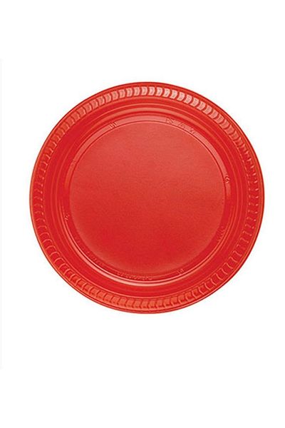 asöy Red Plate Plastic Plastic Plate Disposable Plate for 25 Persons