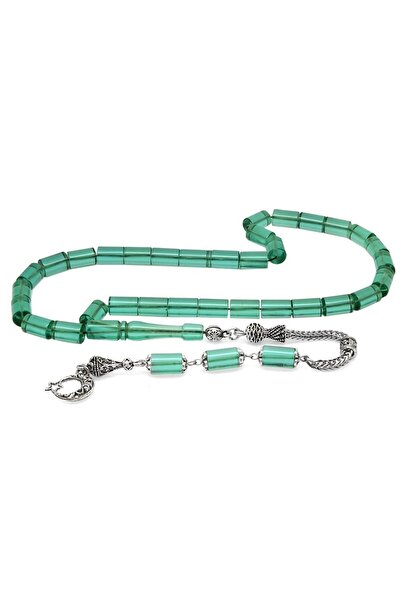 EbruHome خرز صلاة من العنبر الأخضر المائي المقاوم للتشويه مع شرابات معدنية