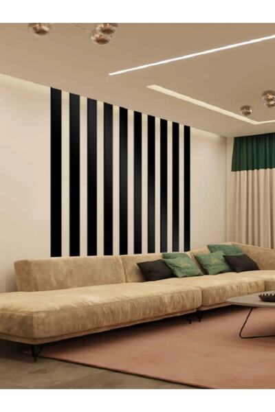 softclass Dekoratif Ahşap Mdf Şerit Duvar Panelleri Siyah