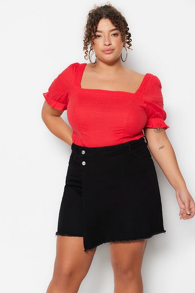 Trendyol Curve Plus Size Shorts & Bermuda - Black - Normal Waist