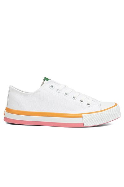 Benetton ® |   Bn-90176-2 - 3374 Alb Portocaliu - Pantofi sport dama