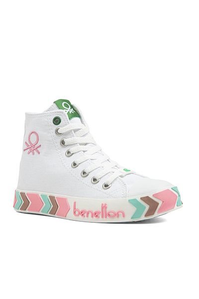 Benetton ® |   Bn-30621-3374 Λευκό Ροζ - Γυναικεία αθλητικά παπούτσια