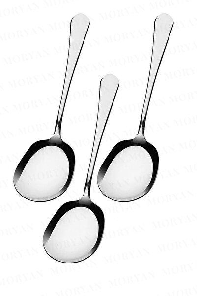 Moryan 3 قطع ملاعق تقديم من الفولاذ المقاوم للصدأ ملعقة سلطة فضية