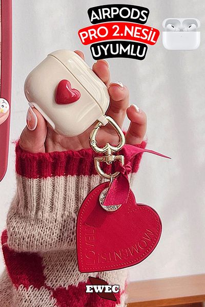 EWEC Airpods Pro 2Generation Compatible Heart Protective Case, Shockproof Clasp Silicone Case