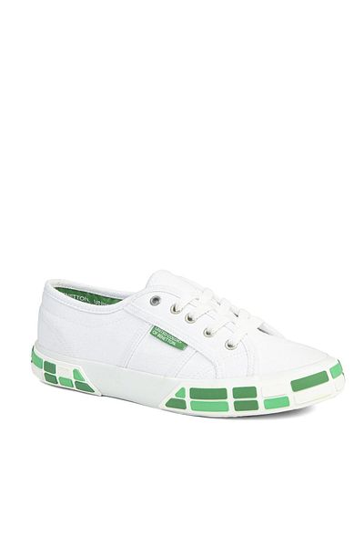 Benetton ® |   Bn-30691-3114 Alb Verde - Pantofi sport de damă