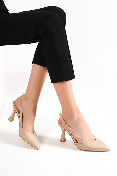 Modabuymus Paris Nude Open Back Stiletto Summer Heeled Shoes