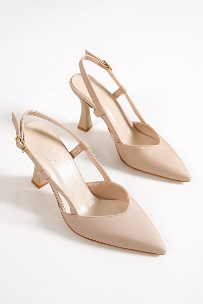 Modabuymus Paris Nude Open Back Stiletto Summer Heeled Shoes