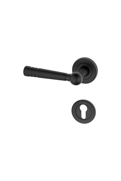 KOLDOOR Mâner de ușă Yale din oțel negru mat cu insignă otomană Basar unidire...