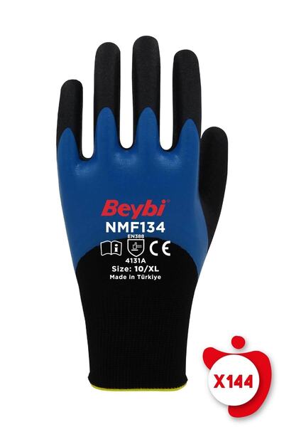 Beybi Nmf134 Mavi Mikro Köpük Nitril Kaplı Polyester Örgü Eldiven 9 Beden 144...