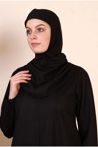 Esin Işık Women's Plus Size Hijab Black Prayer Dress