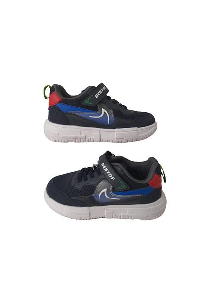 Best Of Bestof Navy Blue-white Velcro Kids Sneakers Best526322