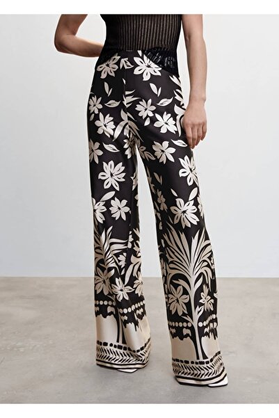 MANGO Woman Kadın Pantolon Çiçekli Palazzo Tasarım